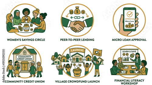 Financial Inclusion and Community Banking Vector Illustration Collection