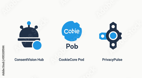 Digital privacy and data protection icons illustrating web cookie consent management online security compliance and privacy protocols for secure internet platforms and user safety
