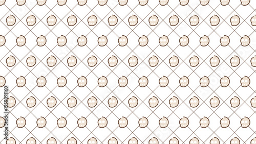 Fotografi Skull pattern seamless geometric diagonal grid of cute cartoon skulls with a min