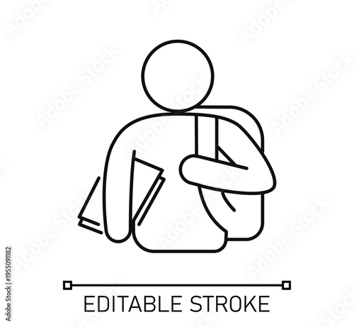 Student with Backpack and Books Icon