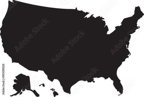 Black silhouette of united states map