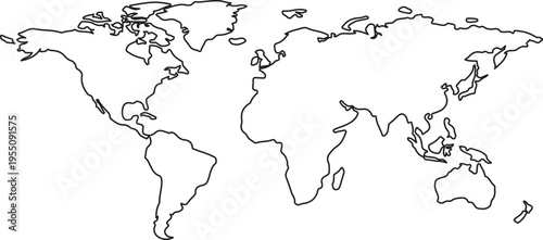 Outline map of the without labels continents