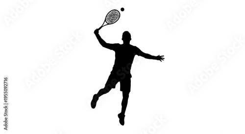 Silhouette of a Tennis Player Hitting a Serve