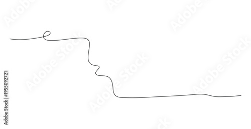 Continuous line drawing of a human face profile abstract artistic sketch of a persons silhouette