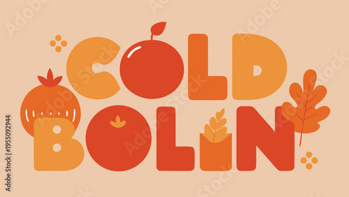 Vector art of celebrate cold bolin with autumn harvest fruits and leaves for a festive fall season design, perfect for thanksgiving and autumn