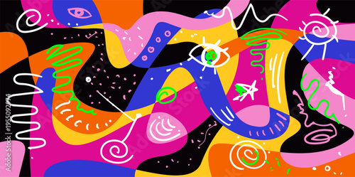 abstract art decorative doodle vector. hand drawn walpaper background vector 01