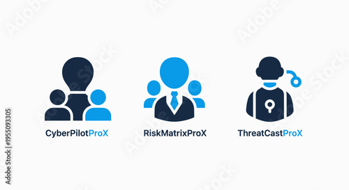 Cybersecurity, risk management, and threat intelligence icons - flat vector for business protection and strategy