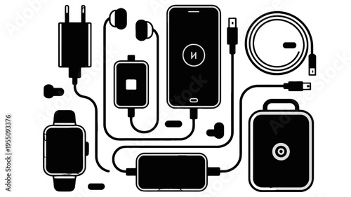 Collection of modern electronic devices and accessories.