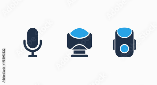 Audio recording and playback system icons for podcasting, music production, and voice communication technology applications