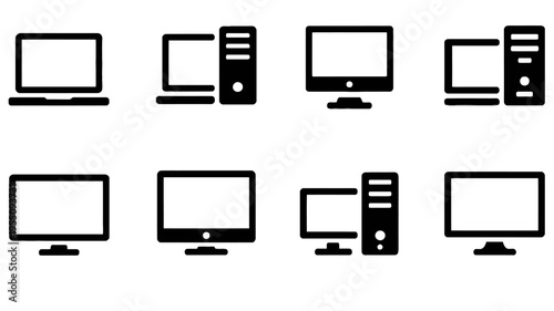 Computer monitors and desktop PCs icons.