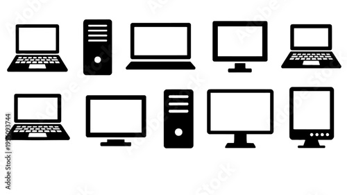 Computer hardware icons on screen.