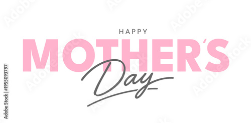  Happy Mother's Day Logo Design with Pink Bold Text and Elegant Script Calligraphy, perfect for holiday branding, social media graphics, greeting cards, and seasonal commercial identity projects.