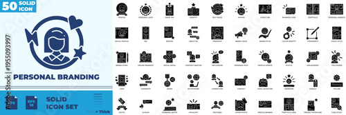 Personal Branding Solid Editable Icons set