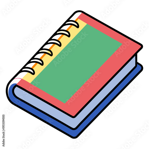 Isometric spiral notebook illustration for school supplies and office stationery design project needs