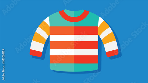 Vector art of a striped sweater with long sleeves, perfect for layering during the cooler months of the year to stay warm and comfortable