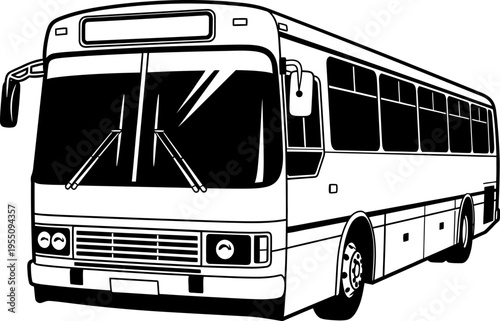 Silhouette of a large coach bus vehicle