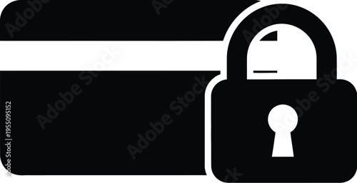 Credit card security or secure online payment. Credit card alongside a padlock or lock icon. 