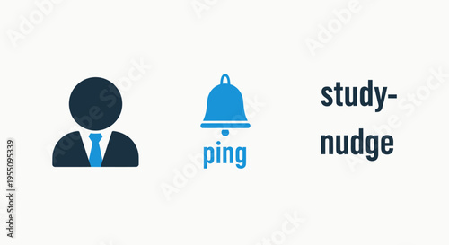 Digital notification alert bell and user icon for study reminders and business communication