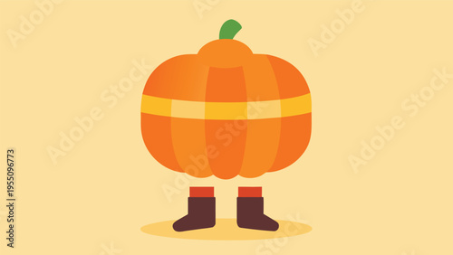Vector art of whimsical illustration of a pumpkin with legs wearing boots, a fun and playful take on the autumn harvest season