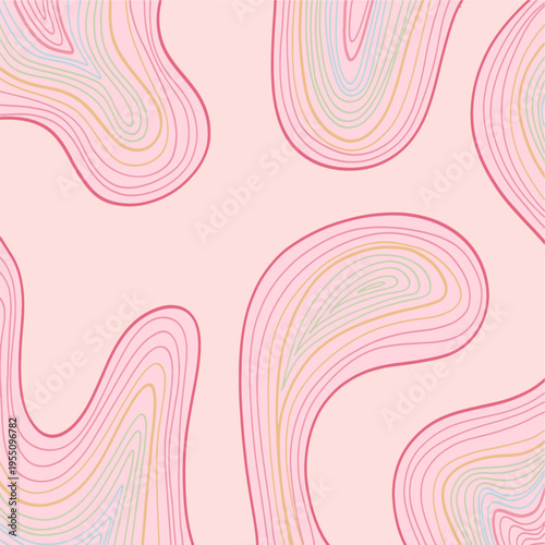 Seamless Pastel Topographic Lines Background