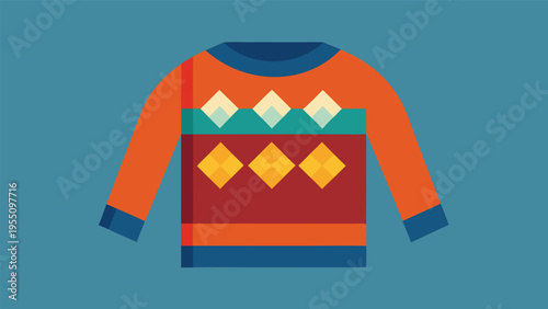 Vector art of stylish knitted sweater with a diamond pattern, perfect for staying cozy and warm during the cold winter months in style