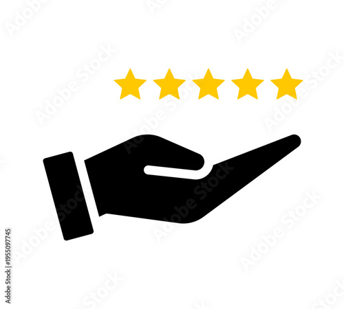 Five star rating in hand icon