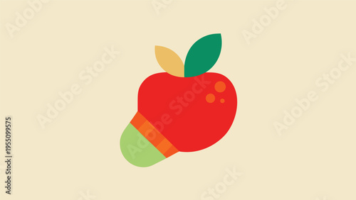 Vector art of an apple and mango fruit hybrid, a creative and innovative food concept that combines the best of both worlds for a unique flavor