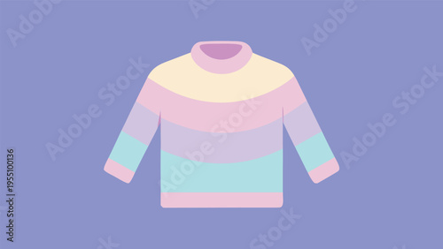 Vector art of a pastelcolored turtleneck sweater with a gradient design, offering a soft and stylish look for cooler weather conditions