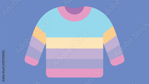 Vector art of a colorful striped sweater in pastel shades, perfect for a cozy and stylish look, adding a touch of whimsy to any wardrobe