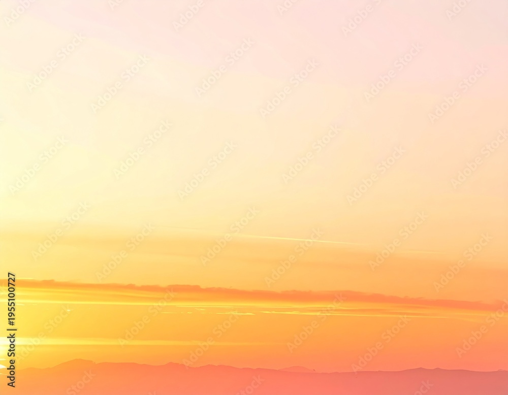 Fototapeta premium Golden Hour Sky with Wispy Clouds and Distant Horizon