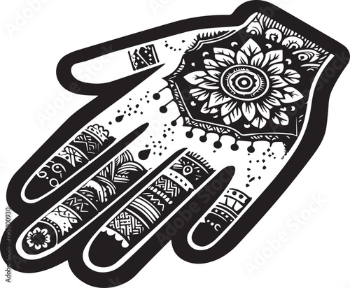 Black and White Mehndi Design Vector | Intricate Henna Art Illustration