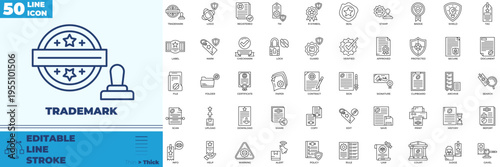 Trademark Line Editable Icons set
