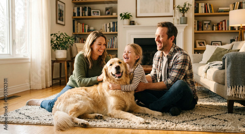 family with dog