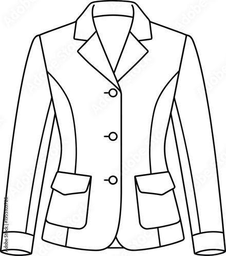 A detailed vector illustration of a classic business jacket with buttons and pockets