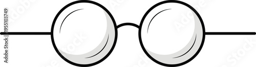 A detailed vector illustration of round glasses with temples and lenses