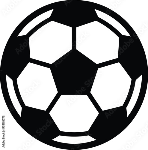 Black and white vector soccer ball illustration with geometric pattern