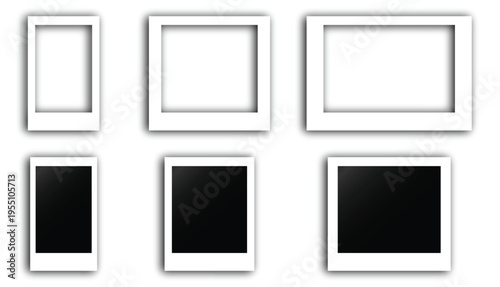 Picture Frames' Composition: A set of six elegant picture frames, each with a distinct size and orientation, offer a stylish canvas for capturing memories or showcasing artwork.