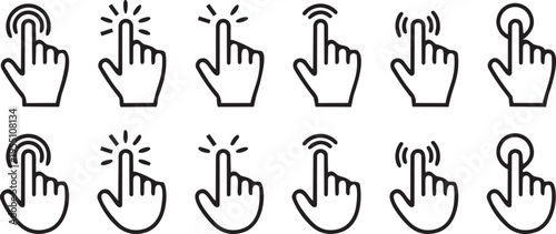 Digital Clicks: A sleek graphic showcasing a series of finger gestures, embodying the essence of touch and interaction within the digital realm. 