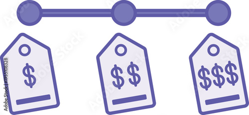 Colored Price Range Icon. Vector Icon. Interval Between the Minimum and Maximum Prices of Similar Products or Services. Price Concept