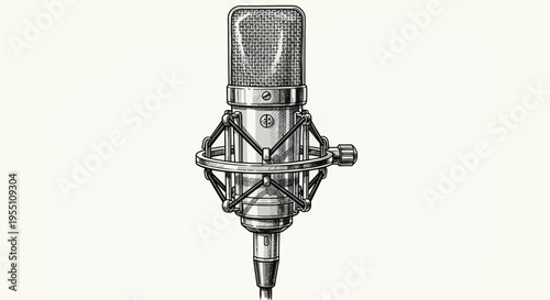 Vintage Studio Condenser Microphone Illustration