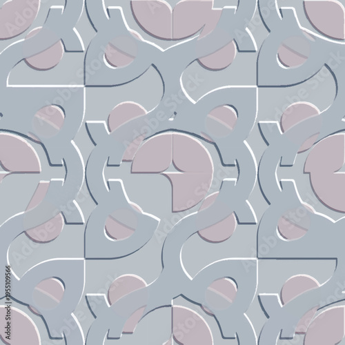 3D Montessori style embossed seamless pattern. Minimalist textured relief geometric shapes in soft pastels create a tactile, modern aesthetic for nursery decor and wallpaper. Endless emboss texture.