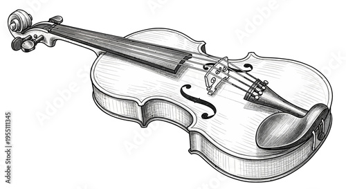 Detailed Hand Drawn Sketch of a Classical Violin