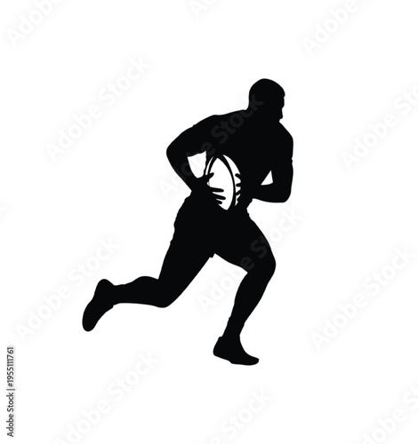 Black silhouette of a rugby player running with a ball vector illustration EPS PNG file