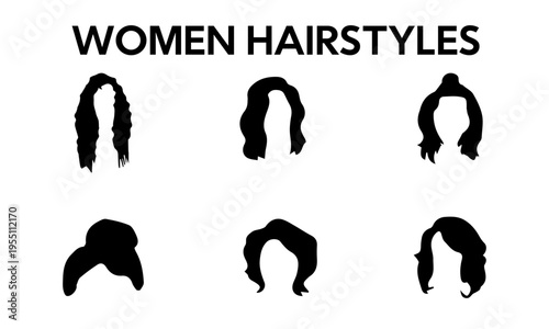 WOMEN HAIRSTYLES silhouettes set
