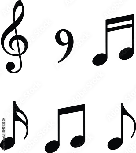 Musical notes and clef symbols
