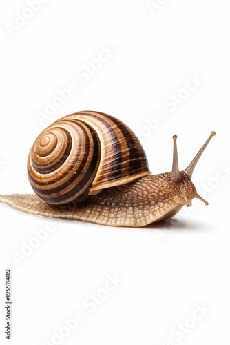 Snail isolated on white background macro nature detail slow animal