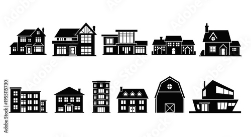 Set of Various House and Building Icons