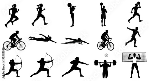 Set of Sports Athletes Silhouettes Collection
