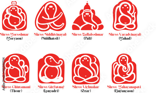 Set of Ashtavinayak Ganpati