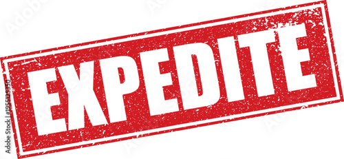 Red Expedite Rubber Stamp Sign Mark Word Text Written in Reverse Grunge Vector in Grunge Border in Transparent Background, Svg, Png